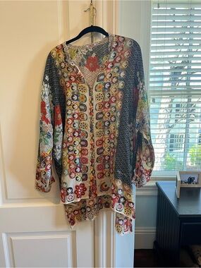Johnny Was Colorful Matryoshka Print Tunic Blouse - Multi